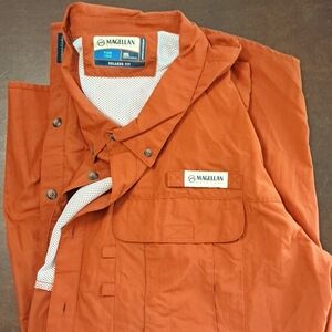 Mens Magellan Outdoors long sleeve laguna madre button up rust color 3XL Relaxed